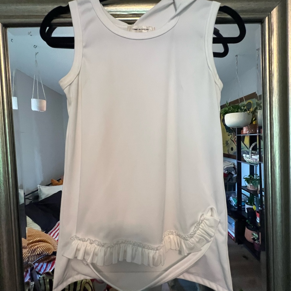 Comme des Garcons White Ruffled Tank Top